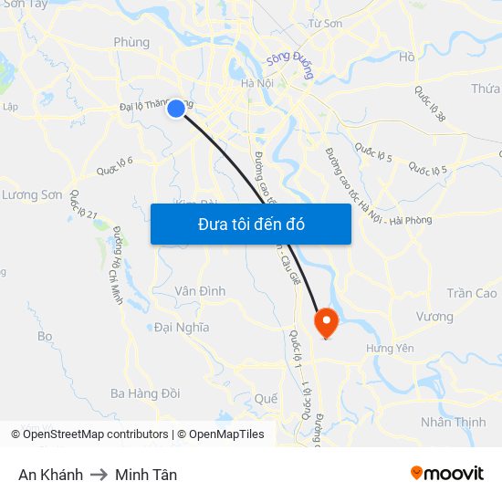 An Khánh to Minh Tân map