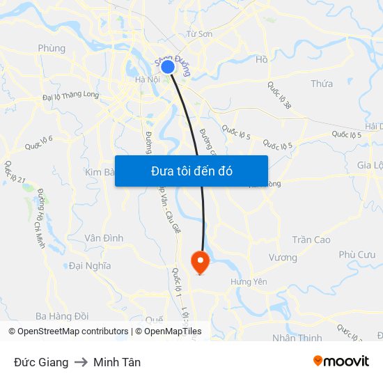 Đức Giang to Minh Tân map