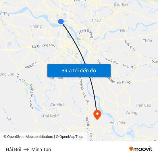 Hải Bối to Minh Tân map