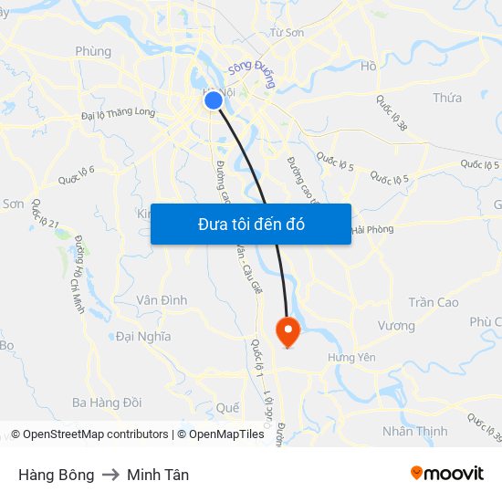 Hàng Bông to Minh Tân map