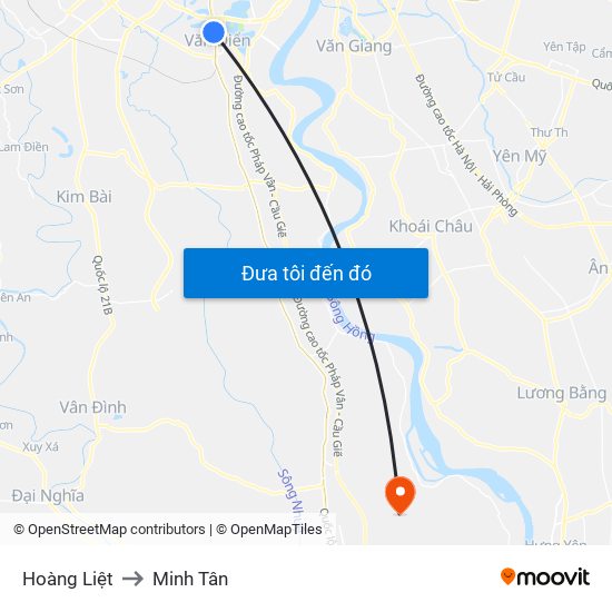 Hoàng Liệt to Minh Tân map