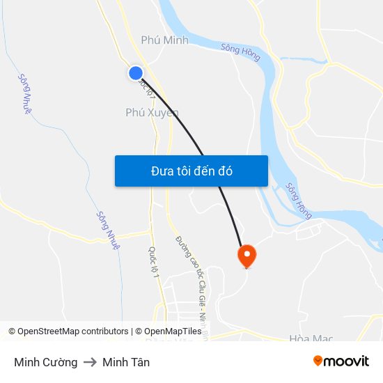 Minh Cường to Minh Tân map