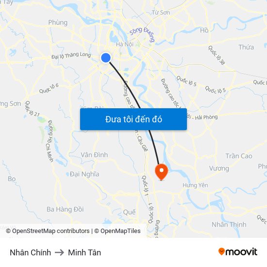 Nhân Chính to Minh Tân map