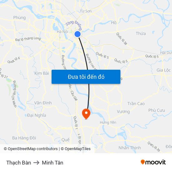 Thạch Bàn to Minh Tân map