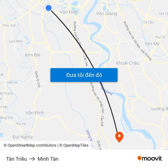 Tân Triều to Minh Tân map