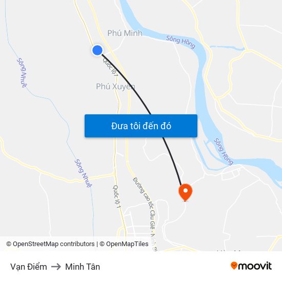 Vạn Điểm to Minh Tân map