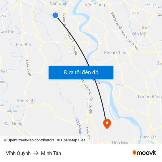 Vĩnh Quỳnh to Minh Tân map