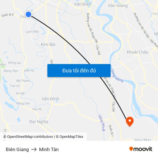 Biên Giang to Minh Tân map
