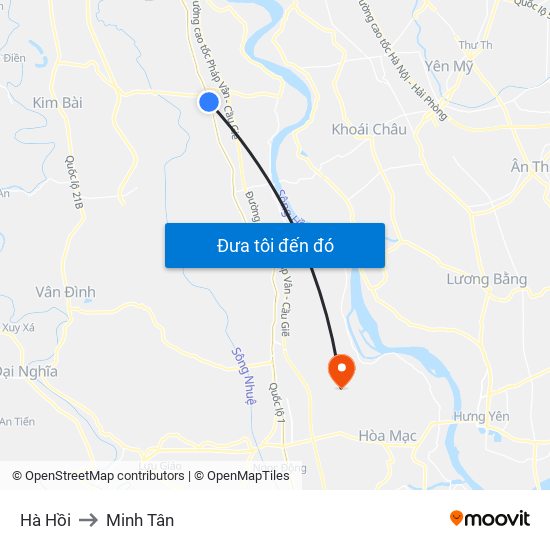 Hà Hồi to Minh Tân map