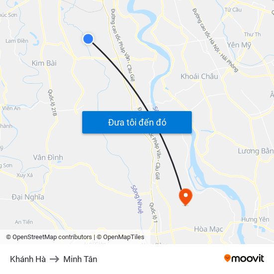 Khánh Hà to Minh Tân map
