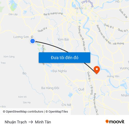 Nhuận Trạch to Minh Tân map