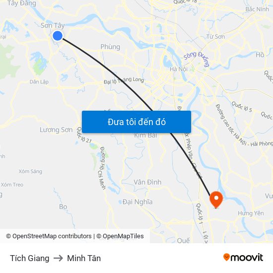 Tích Giang to Minh Tân map