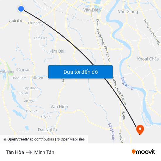 Tân Hòa to Minh Tân map