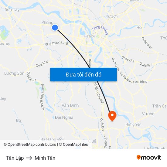 Tân Lập to Minh Tân map