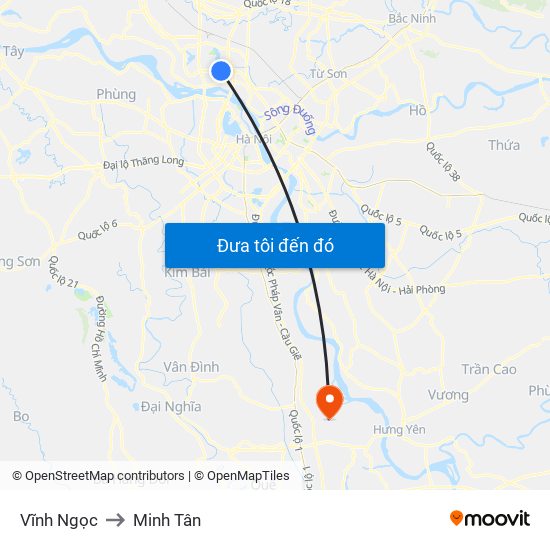 Vĩnh Ngọc to Minh Tân map