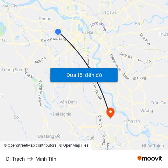 Di Trạch to Minh Tân map