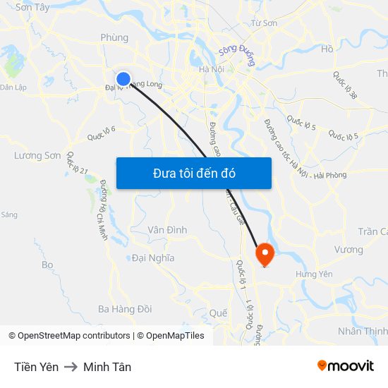 Tiền Yên to Minh Tân map