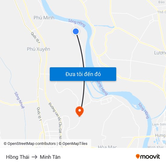 Hồng Thái to Minh Tân map