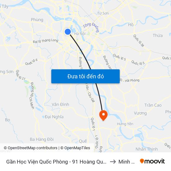 Gần Học Viện Quốc Phòng - 91 Hoàng Quốc Việt to Minh Tân map