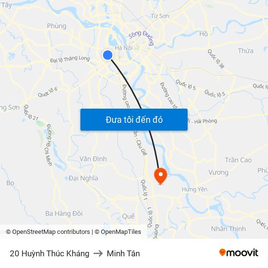 20 Huỳnh Thúc Kháng to Minh Tân map