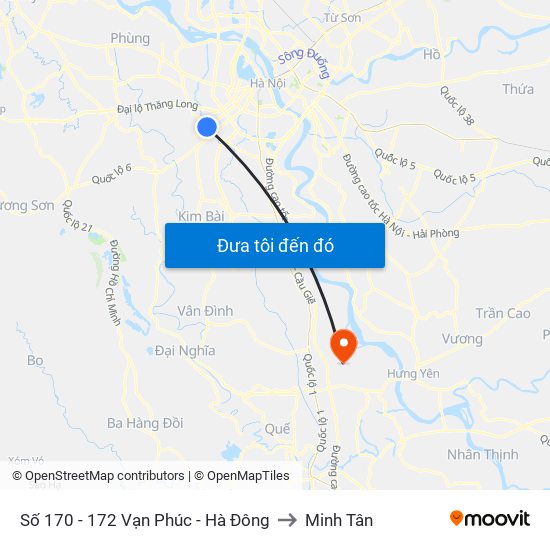 Số 170 - 172 Vạn Phúc - Hà Đông to Minh Tân map