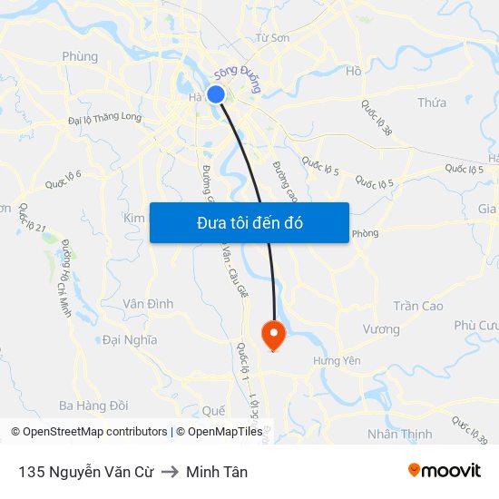 135 Nguyễn Văn Cừ to Minh Tân map