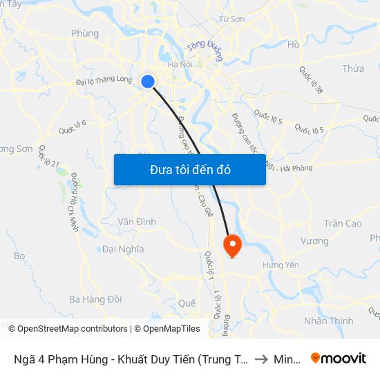 Ngã 4 Phạm Hùng - Khuất Duy Tiến (Trung Tâm Hội Nghị Quốc Gia) to Minh Tân map