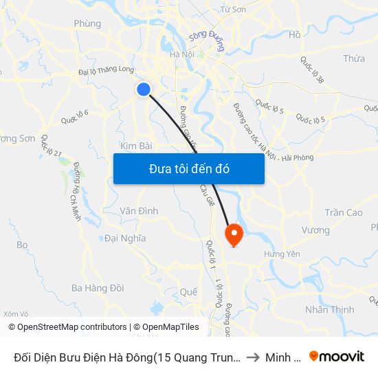Đối Diện Bưu Điện Hà Đông(15 Quang Trung Hà Đông) to Minh Tân map