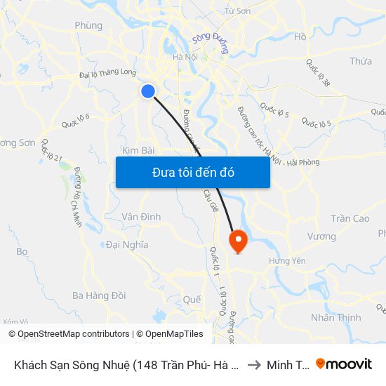 Khách Sạn Sông Nhuệ (148 Trần Phú- Hà Đông) to Minh Tân map