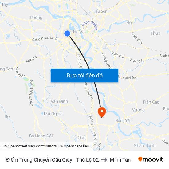 Điểm Trung Chuyển Cầu Giấy - Thủ Lệ 02 to Minh Tân map