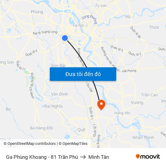 Ga Phùng Khoang - 81 Trần Phú to Minh Tân map