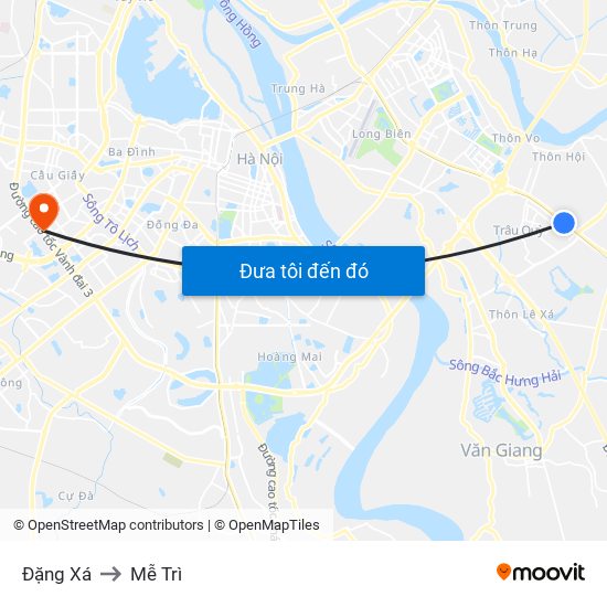 Đặng Xá to Mễ Trì map