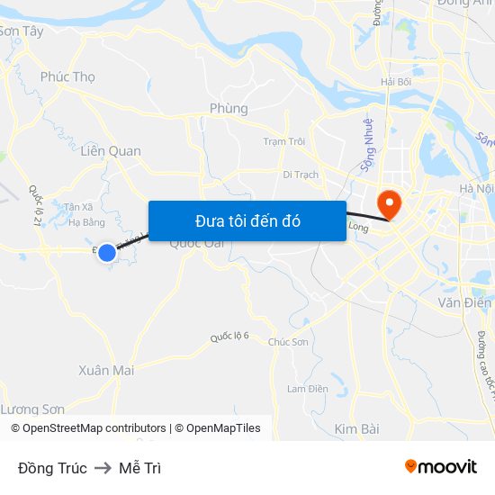 Đồng Trúc to Mễ Trì map