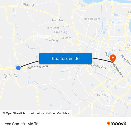 Yên Sơn to Mễ Trì map