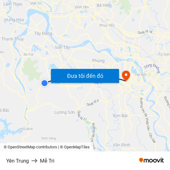 Yên Trung to Mễ Trì map