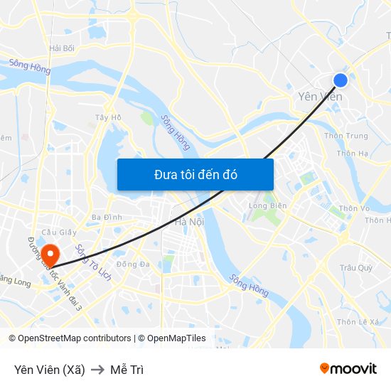 Yên Viên (Xã) to Mễ Trì map