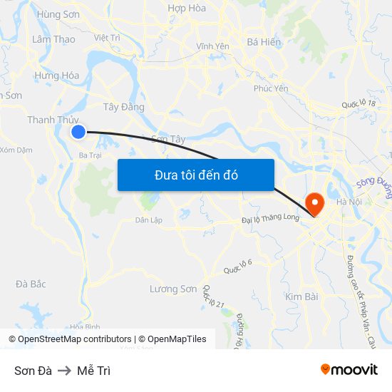 Sơn Đà to Mễ Trì map