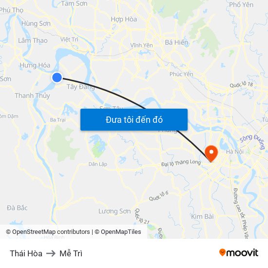 Thái Hòa to Mễ Trì map