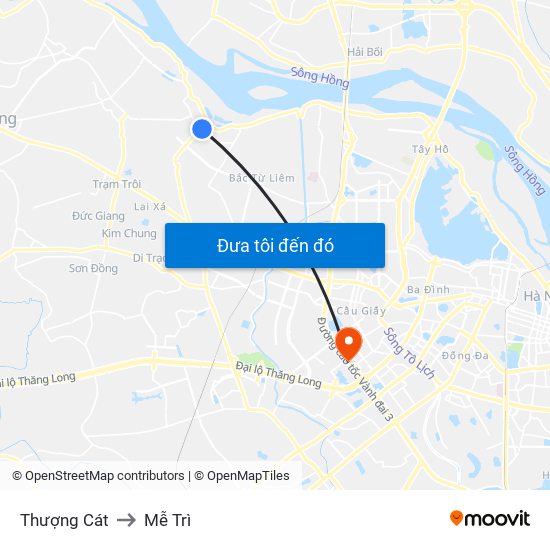 Thượng Cát to Mễ Trì map