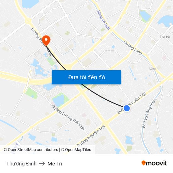 Thượng Đình to Mễ Trì map