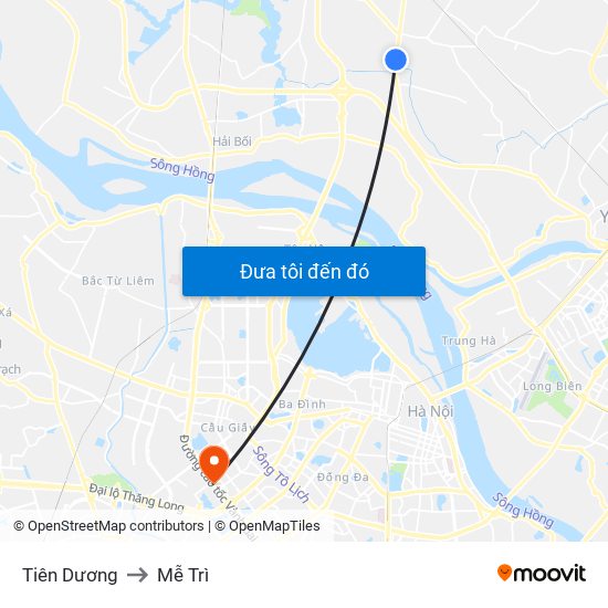 Tiên Dương to Mễ Trì map