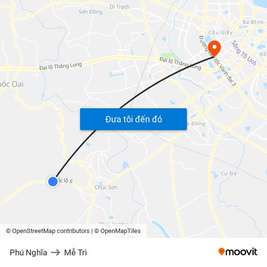 Phú Nghĩa to Mễ Trì map