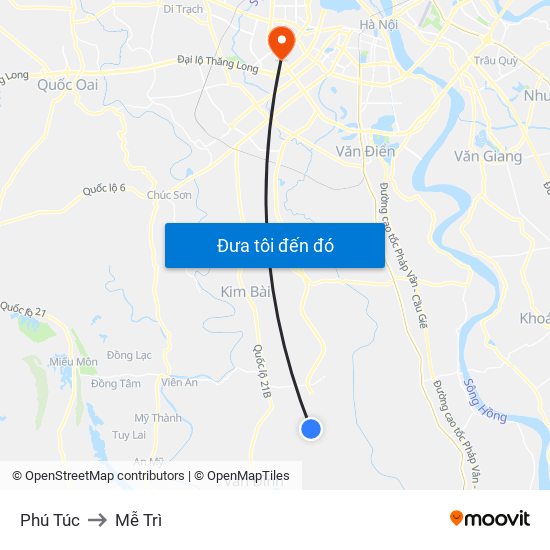 Phú Túc to Mễ Trì map