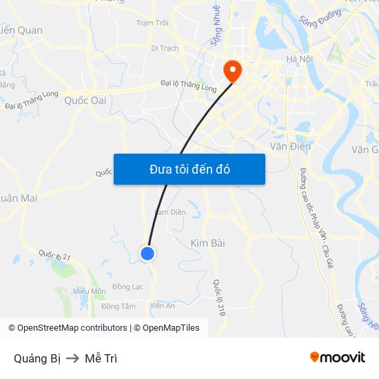 Quảng Bị to Mễ Trì map