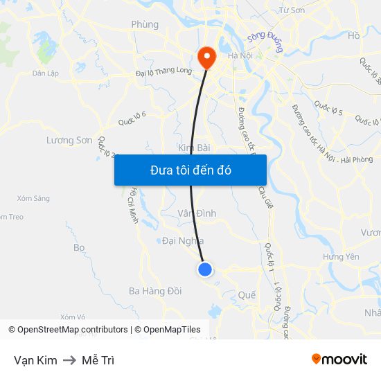 Vạn Kim to Mễ Trì map