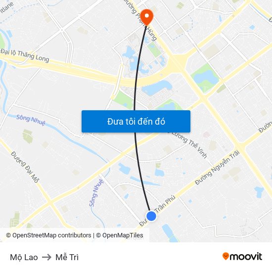 Mộ Lao to Mễ Trì map