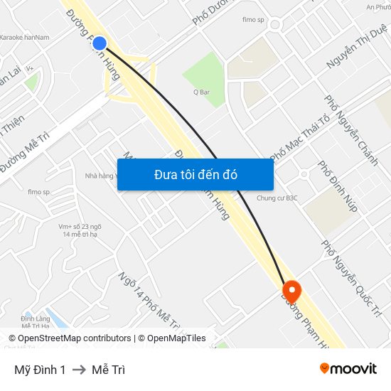 Mỹ Đình 1 to Mễ Trì map
