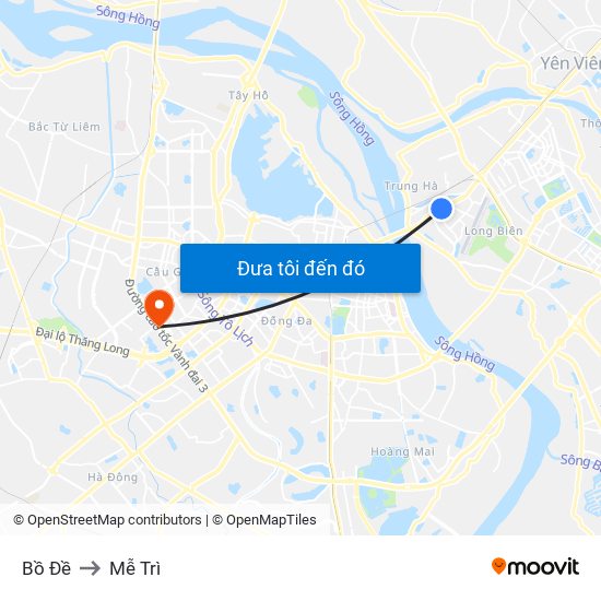 Bồ Đề to Mễ Trì map