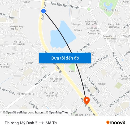 Phường Mỹ Đình 2 to Mễ Trì map