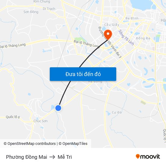 Phường Đồng Mai to Mễ Trì map